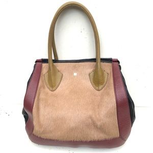 POUR LA VICTOIRE Leather Calf Hair Handbag Tote